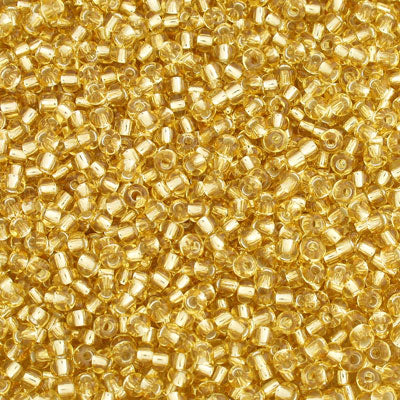 #9/0 ROCAILLES - APPROX 40G - SILVER LINED GOLD