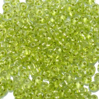 2.5 x 5mm transparent lime twin beads 15g