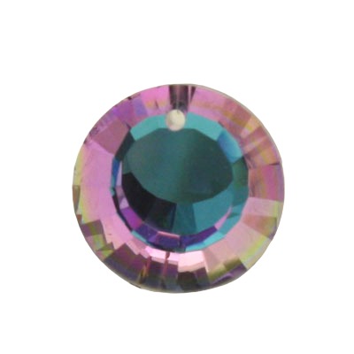 20 MM TOP DRILLED CRYSTAL DISC BEADS PINK/BLUE - 3 PCS