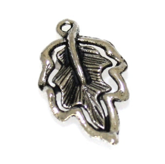 leaf charm 28 mm silver - 7 pcs