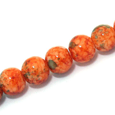 10 MM ROUND GLASS BEADS ORANGE - 82 PCS
