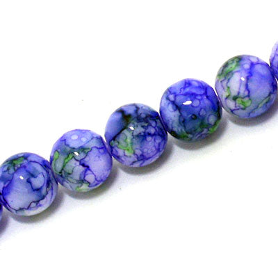 10 MM ROUND GLASS BEADS PINK / BLUE / GREEN - 82 PCS