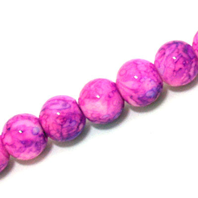 12 MM ROUND GLASS BEADS PINK / PURPLE - 67 PCS