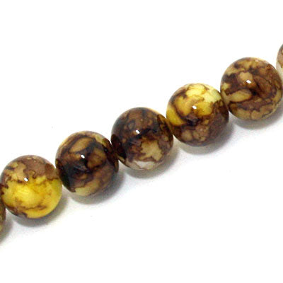 12 MM ROUND GLASS BEADS HONEYCOMB - 67 PCS