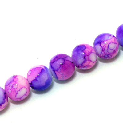 12 MM ROUND GLASS BEADS LIGHT PINK / PURPLE - 67 PCS
