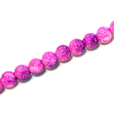 6 MM ROUND GLASS BEADS PINK / PURPLE -150 PCS