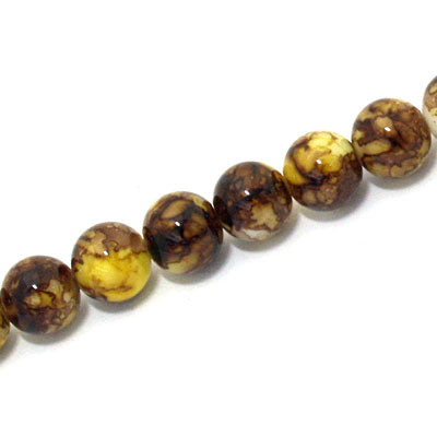 8 MM ROUND GLASS BEADS HONEYCOMB - 105 PCS