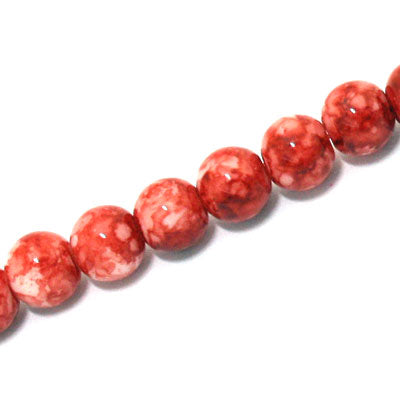8 MM ROUND GLASS BEADS RED - 105 PCS