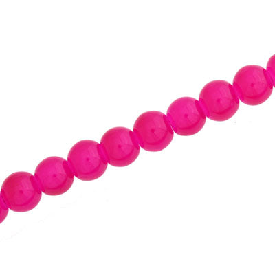 6 MM ROUND GLASS BEADS HOT PINK - 145 PCS