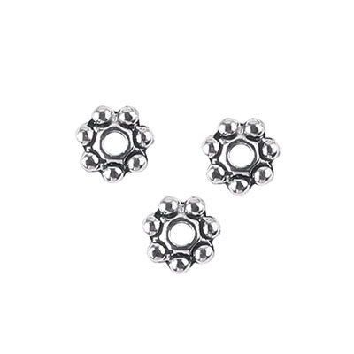 4 MM SILVER DAISY SPACER - APPROX 150 PCS