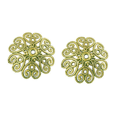 28 MM GOLD BEAD CAPS - 4 PCS