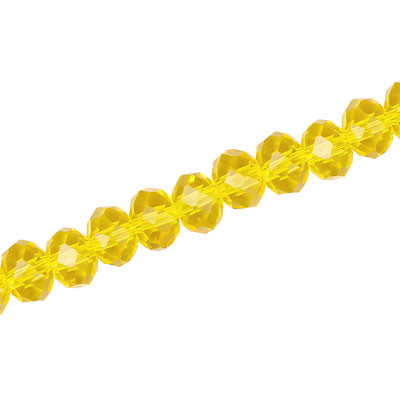 6 X 4 MM CRYSTAL RONDELLE BEADS YELLOW - APPROX 100 / PCS