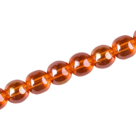 8 MM ROUND GLASS BEADS DARK ORANGE - 52 PCS