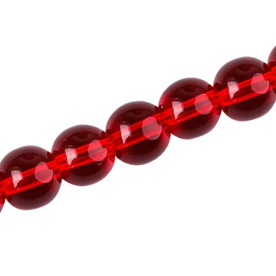 10 MM ROUND GLASS BEADS DARK RED - 32 PCS