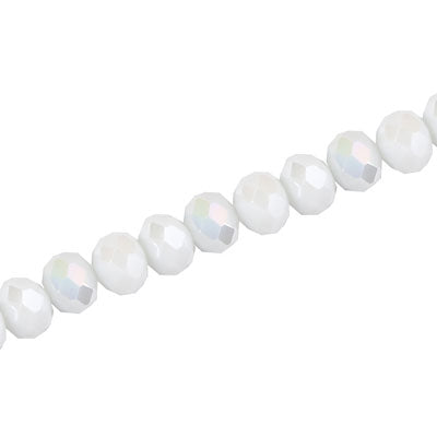 8 X 6 MM CRYSTAL RONDELLE BEADS WHITE AB - APPROX 72 / PCS