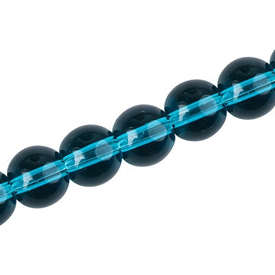 10 MM ROUND GLASS BEADS BLUE ZIRCON - 32 PCS