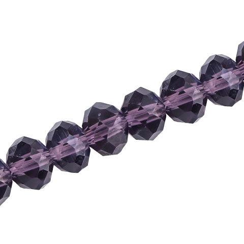 14 X 10 MM CRYSTAL RONDELLE BEADS AMETHYST - APPROX 60 / PCS