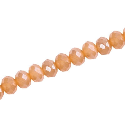 6 X 4 MM CRYSTAL RONDELLE BEADS LIGHT APRICOT - 100 PCS