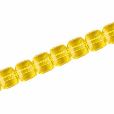 8 MM CRYSTAL CUBE BEADS YELLOW - 100 PCS