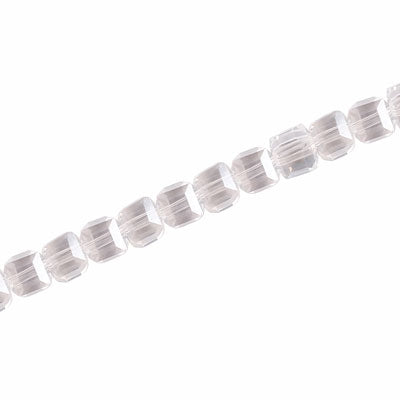 4 MM CRYSTAL CUBE BEADS CLEAR- 100 PCS