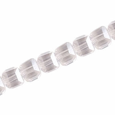 8 MM CRYSTAL CUBE BEADS CLEAR - 100 PCS