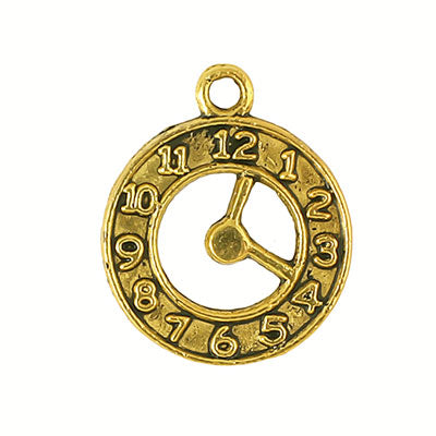 CLOCK CHARM 21 MM GOLD - 10 PCS