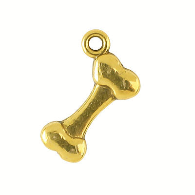 DOG BONE CHARM 16 MM GOLD - 20 PCS