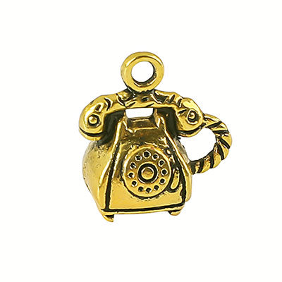 TELEPHONE CHARM 15 MM GOLD - 8 PCS