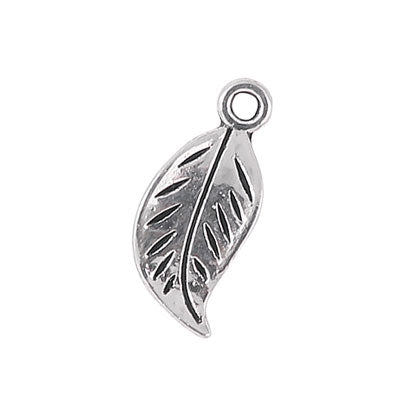 LEAF CHARM 17 MM SILVER - 20 PCS