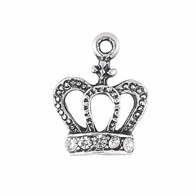 CROWN CHARM 15 MM SILVER - 8 PCS