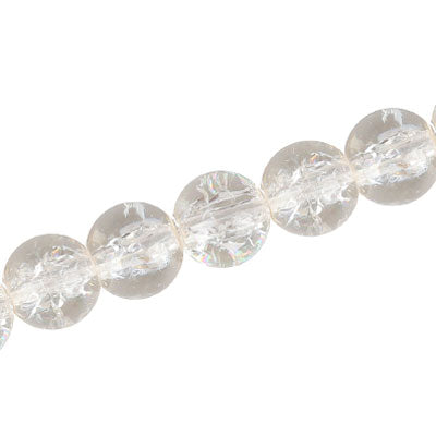 10 MM ROUND GLASS CRACKLE BEADS CLEAR - 82 PCS