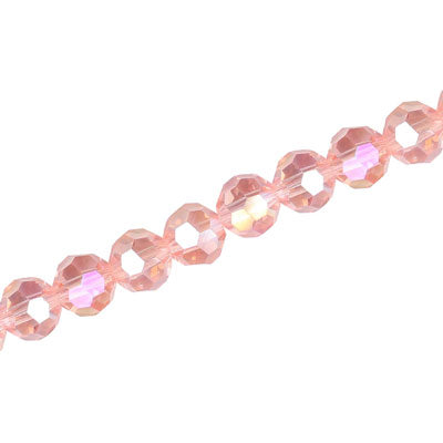 8 MM FACETED ROUND CRYSTAL BEADS - APPROX 72/PCS - CHAMPAGNE PINK AB