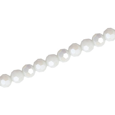 6MM FACETED ROUND CRYSTAL BEADS - APPROX 98/PCS - WHITE ALABASTER