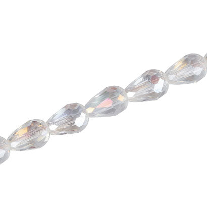 12 X 8 MM CRYSTAL TEARDROP BEADS CLEAR AB - APPROX 60 PCS