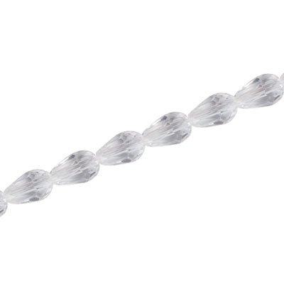 8 X 6 MM CRYSTAL TEARDROP BEADS CLEAR - APPROX 72 PCS