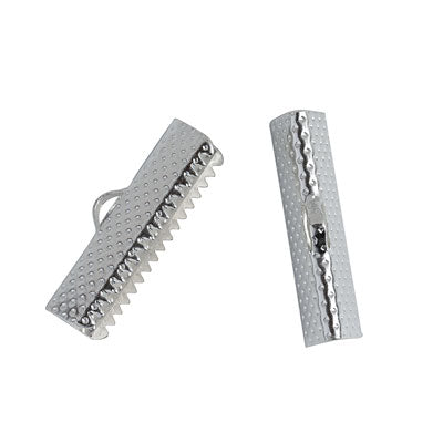 22 MM SILVER LEATHER END - 15 PCS