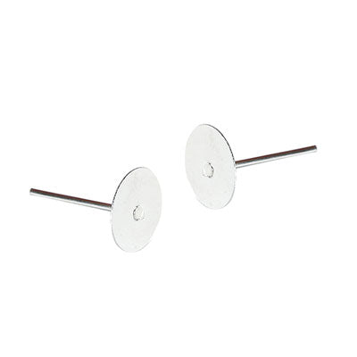8mm silver flat glue on ear post 52 pairs