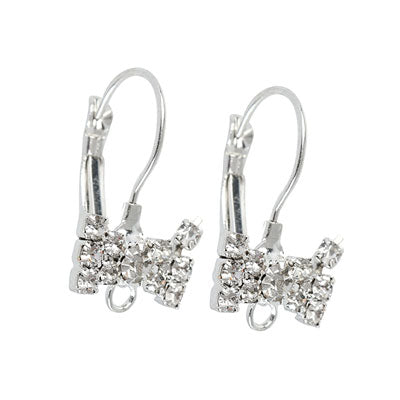 20 mm silver diamante ear wires 1 pair