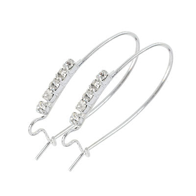 30 mm silver diamante ear wires 1 pair
