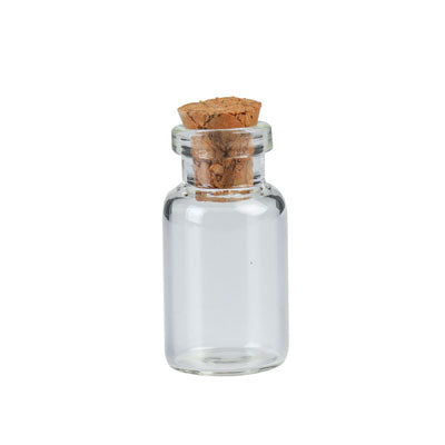 27 X 14 MM CLEAR GLASS BOTTLE WITH CORK LID - 3 PCS