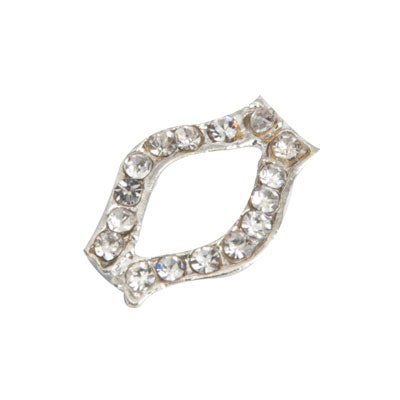15 X 11 MM SILVER WITH CLEAR RHINESTONES 3 HOLE SPACER - 4 PCS