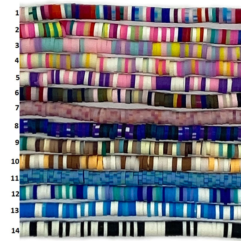 4 MM POLYMER CLAY HEISHI BEADS MIX COLOURS - 40CM STRAND