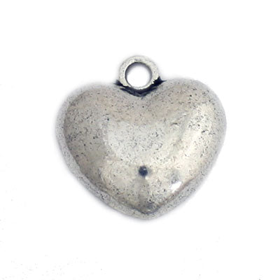 HEART CHARM 16MM SILVER - 5 PCS