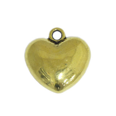 HEART CHARM 16 MM GOLD - 5 PCS