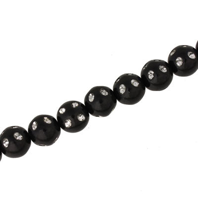 8 MM JET SPARKLY BEADS - 38 PCS