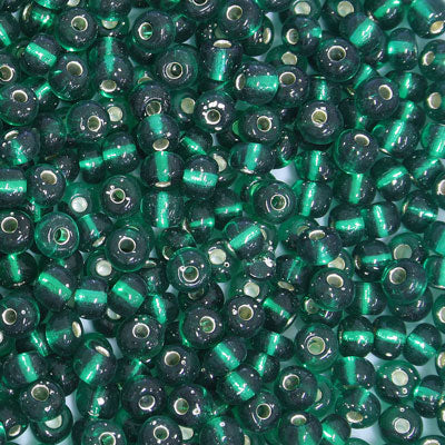 #6/0 SEED BEADS - 40G - SILVER LINED DARK GREEN
