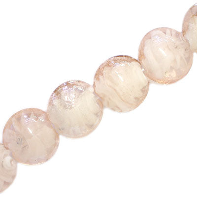 15 MM FLAT ROUND GLASS BEADS PALE PINK - 20 PCS