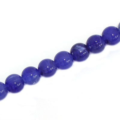 8 MM ROUND BEADS - DARK BLUE SWIRL - 40 PCS