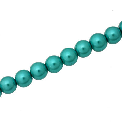 10 MM GLASS PEARL BEADS - APPROX 85 / PCS - BRIGHT TEAL
