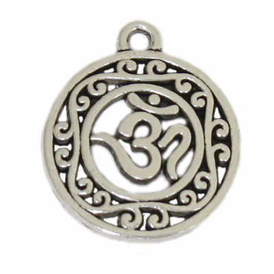 OM CHARM 22 MM SILVER - 10 PCS